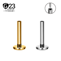 JIAXIN ASTM F136 G23 Titanio 16G 18G 20G Sin Rosca de Inserción Rápida Base Plana Poste de Varilla Labret Labio Hélix Tragus Pendiente Joyería para Piercing