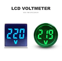 Lampu Indikator Voltmeter AC Digital LED 22Mm Meteran Panel Tampilan Tegangan Kepala Bulat Persegi Plug In Voltmeter AC24-500V