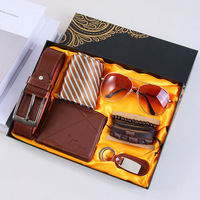 Set de Regalo Ejecutivo de Lujo Personalizado para Hombre: Reloj de Cuarzo, Perfume, Cinturón de Cuero, Cartera, Corbata, Gemelos, Regalo Conmemorativo de Viaje