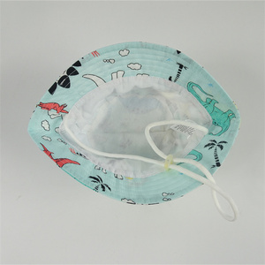 Oeoktex Class 1 Annex 6 Certificate Custom Kids Cotton <strong>Dinosaur</strong> Print Summer Bucket <strong>Hat</strong> - Product Image 3