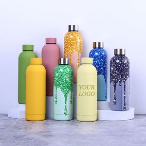 Custom Logo 500ml Stainless Steel Rubber Painting Standard Mouth Insulated Thermos Cup Vacuum <b>Flask</b> Termos Sports Water Bottle - Product Image 1
