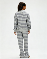 Sweat-shirt à col montant rayé verticalement pour femme, manches longues