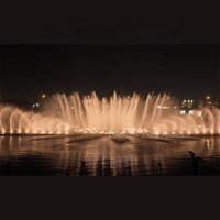 Fontaine d'eau géante de 300 m de haute qualité pour spectacle aquatique extérieur avec système sonore et éclairage à faisceau, projet de l'île de Bagdad en Irak