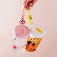 Bouteille d'eau infuseur de fruits Kawaii, gobelet en plastique avec paille en verre
