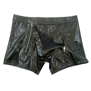 Toptan PU deri ön açık seksi eşcinsel erkek külot & kese ile boksörler iç çamaşırı Bulge erkekler Boxer fetiş giymek - Product Image 4