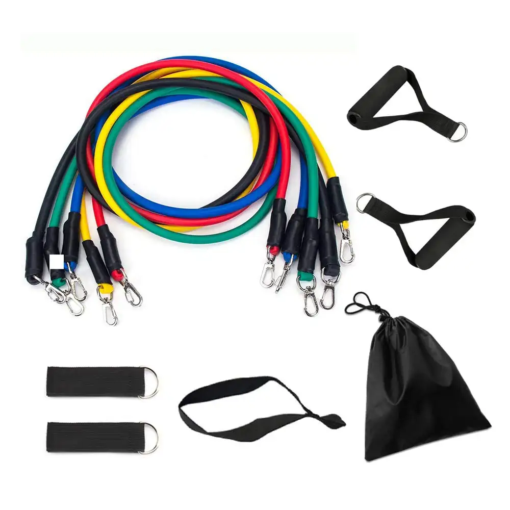 11 PCS Resistance Bands Set Portable Home Gym Accessories With 150 Lbs Exercise Bands For Exercise/