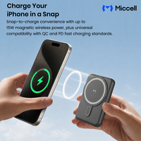 Miccell - Bancos de Energía Magnéticos de 10000 mAh y 20 W, Portátiles, de Carga Rápida, con Soporte Integrado, Banco de Energía con Carga Inalámbrica