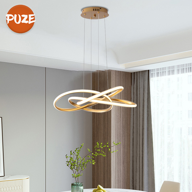 Superior Quality Aluminum Modern Simple Fashion Pendent Lights Smart Home Dining Room Living Room Ring Fancy Led Chandelier