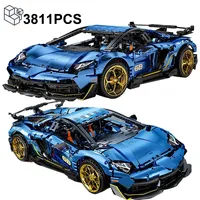 KBOX 10520 Technique pour Aventador SV-J 63 68 Bleu Sports Car Building Block Set Modèle Cadeau de Noël pour Enfants