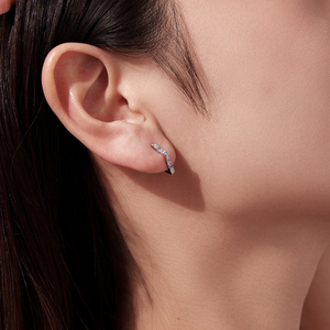 Boucles d'oreilles créoles en argent sterling 925 avec zircons bleus et motif géométrique étoilé pour femme, bijoux tendance, cadeau SCE2007 - Product Image 6