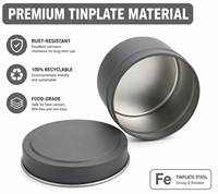 Bocaux à bougies ronds en métal de 65x45 mm avec couvercle à vis pour la fabrication de bougies, spécifications de production en usine et emballage, possibilité de fabrication OEM