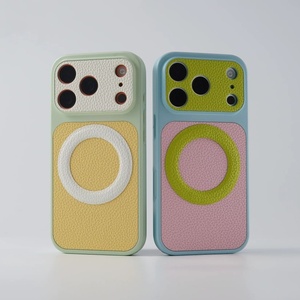 Étui de téléphone magnétique en cuir PU tendance pour iPhone 18 17 16 15 14 13 Pro Max, compatible avec la charge sans fil, coque arrière de protection antichoc - Product Image 4