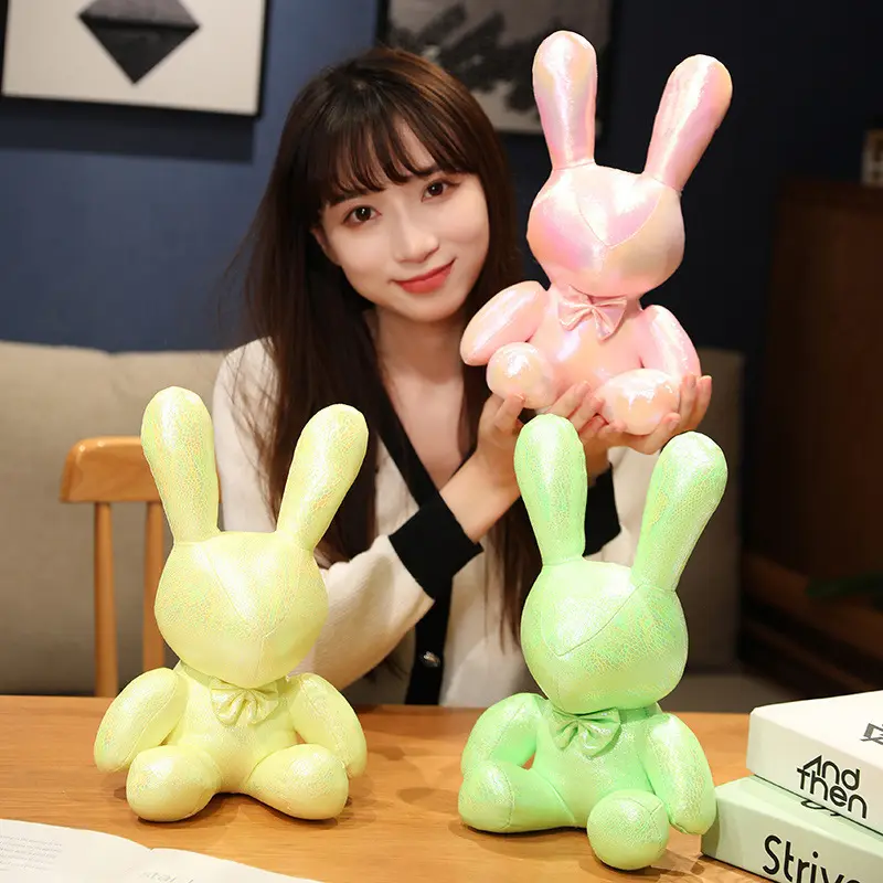 2022 beliebtes spielzeug niedlicher leuchtender kaninchen plüsch-spielzeug kaninchen leuchtet im dunkeln weißes kaninchen mädchen herz puppe kissen geschenk für chi