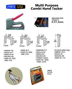 Adjustable <b>Hand</b> Tacker Staple Gun JY872 4-in-1 Light Duty 18Gauge Staple Gun 6(1/4")-10mm(3/8") 0.7/1.2mm Aluminum Ergonomic TPR - Product Image 2