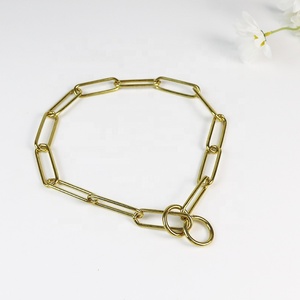 Collar de perro de entrenamiento duradero directo de fábrica, cadena de eslabones cubanos de cobre y latón, Collar de cadena de perro resistente, Color dorado para Control - Product Image 4