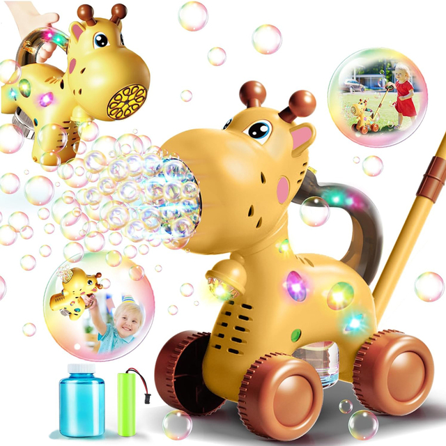 Giraffe Kids Outdoor Toys Automatic Bubble Machine Handheld Bubble Gun Maker Blower Lawn Mover Push Made of Durable Plastic