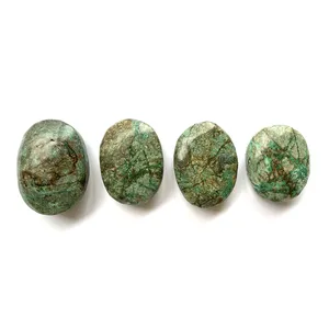 Turquoise Palms Rockcloud Oval Worry Stones Palm Pocket Energy Stone Healing Crystal with Custom Velvet Bag
