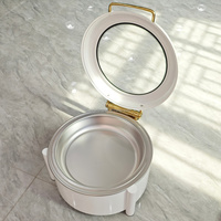 Chauffe-Plat Lefeng Blanc 6L en Acier Inoxydable à Alcool avec Contrôle de Température 60-80°C pour Buffets d'Hôtel et Traiteur