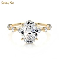 Bague Solitaire Moderne en Argent Massif 925 avec Moissanite Cœur de Deux Carats et Motif Quad Accent, Commande OEM pour Femmes