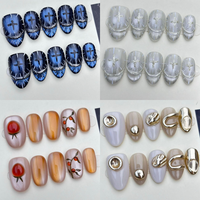 Vente en gros Nouvelle Arrivée Ongles en gel faits main de luxe, forme œil de chat, carrés et amande, avec gemmes 3D et diamants, peints à la main, de haute qualité, avec boîte