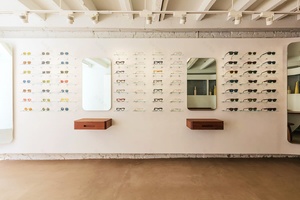 Présentoir à lunettes LED moderne à la mode Retron avec établi en bois personnalisé pour la décoration intérieure du centre commercial - Product Image 5