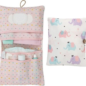 Baby Storage Bag <b>Set</b> Large Square Cotton <b>Linen</b> Diaper Organizer For 0-12 Months Home Use Elephant Pattern - Product Image 1