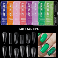 Boîte de 500 faux ongles à presser en gel souple ABS, style français, couvrance totale, avec colle pour doigts