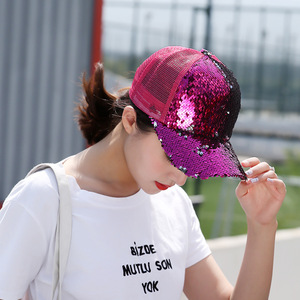 <span class=keywords><strong>AA031</strong></span> Unisex Đầy Màu Sắc Hip Hop Mũ Ngoài Trời Breathable Bling Xe Tải Phản Quang Sun Cap Phụ Nữ Mùa Hè Lưới Sequin Mũ Bóng Chày - Product Image 3