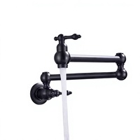 Robinet de remplissage de pot à double articulation, montage mural, couleur bronze, pour usage en cuisine