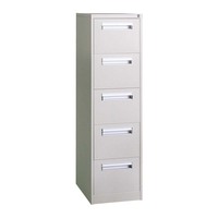 Armoire de classement en acier à 5 tiroirs, noire, verticale, pour bureau, avec emplacements pour cartes d'indexation