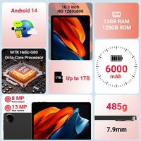 Nueva Tablet PC R10 Pro de 10.1 Pulgadas, Octa-Core MTK, Android 14, 12GB+128GB, Wi-Fi, Pantalla Táctil, Resolución 1280x800, Resistente a Caídas