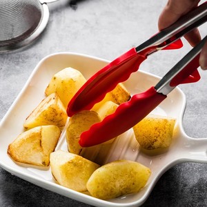 Gran oferta de pinzas para alimentos de acero inoxidable con puntas de silicona resistentes al calor barbacoa parrilla Cocina Barbacoa pinzas - Product Image 5