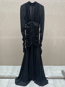 <span class=keywords><strong>Robe</strong></span> plissée à taille cintrée en maille noire transparente Bettergirl 2025 - Product Image 5