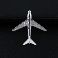 Broche d'avion en zircone pour femmes et hommes, Logo gravé personnalisé, vente en gros,