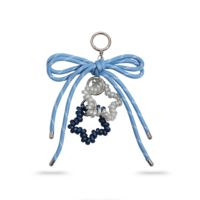 Élégant Porte-clés Élastique à Cheveux en Forme d'Étoile Bleue, Grand Nœud Double Couche, Design Corde, Breloques de Sac Personnalisables Tendance pour Femmes
