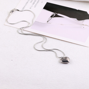 Stainless Steel Heart Pendant Necklace 8MM 10MM 12MM 16MM <b>Mirror</b> Finish Clavicle <b>Chain</b> Unisex Gift Jewelry - Product Image 2