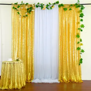 BH-264 Vàng Sequin Backdrop Panels Giai Đoạn 2FTx8FT Wedding Party Nền Màn