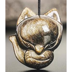 Pendentif en quartz noir Monalisa de Mugalart, sculpture de renard, 40 carats, pierre précieuse naturelle du Rajasthan - Product Image 3