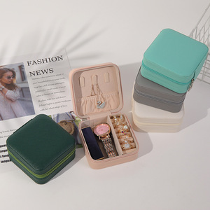Boîte de rangement pour bijoux EVERWIN personnalisable, mini, portable, en cuir PU, forme carrée, doublure en velours, étui de voyage coloré - Product Image 4