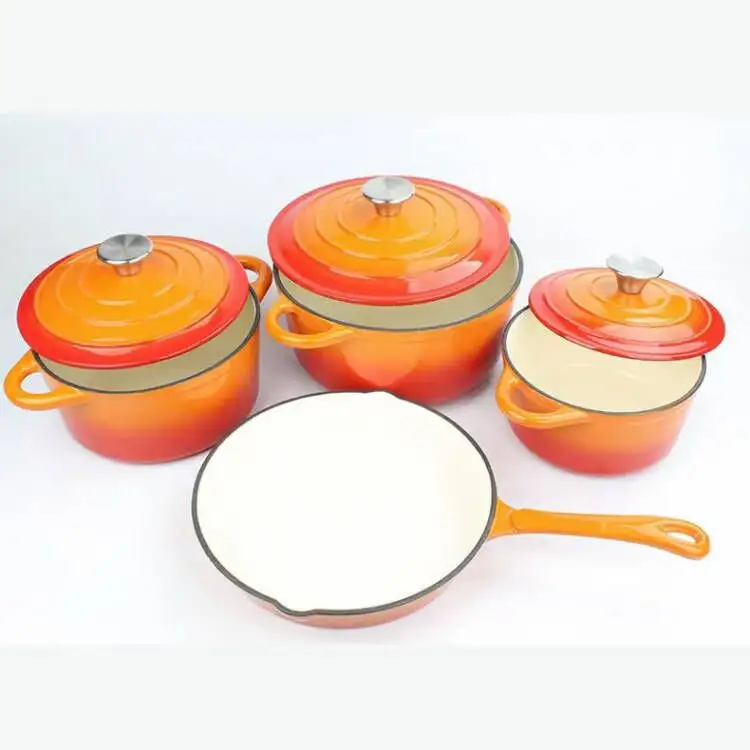 اللون البرتقالي نونستيك المطبخ أواني الطهي والمقالي مجموعة للمطبخ الطبخ