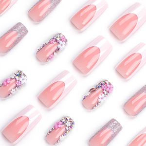 <span class=keywords><strong>Blanc</strong></span> Nude <span class=keywords><strong>Gel</strong></span> Cercueil <span class=keywords><strong>Faux</strong></span> Ongles Art Strass Ongles Artificiels Longs <span class=keywords><strong>Faux</strong></span> Ongles Appuyez Sur Les Ongles - Product Image 3