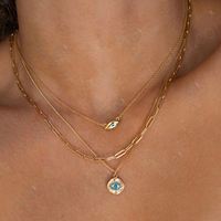 Gemnel Vintage chapado en oro joyería turquesa mal de ojo colgante collar