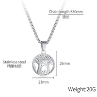 Collier en acier inoxydable avec pendentif arbre de vie rétro pour homme, style minimaliste hip-hop, bijoux tendance, accessoire de rue