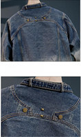 Veste en jean délavé pour homme, coupe ample, style vintage, col montant, décontractée, personnalisable OEM, vente en gros