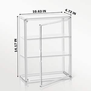 DAYOOH Kotak Penyimpanan Mini Transparan untuk Meja Kerja, 2 Tingkat, Dapat Ditumpuk, Lipat, Akrilik, untuk Menampilkan Figur Mainan - Product Image 2