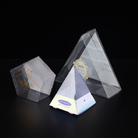 Boîte en plastique PET transparente recyclable personnalisée, boîte pliable en forme de pyramide, emballage de présentation au détail en plastique de forme spéciale unique