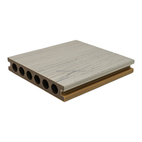 Planche de terrasse extérieure en composite bois-plastique co-extrudé, grain de bois 3D embossé, design à emboîtement pour jardins modernes en extérieur