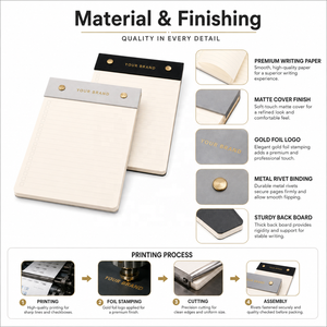 Libreta de Lista de Tareas Personalizada con Papel Couché, Logotipo en Lámina Dorada y Encuadernación con Remaches para Planificación Diaria de Oficina - Product Image 3