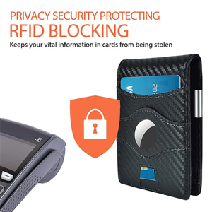 2024 nouvelle tendance luxe PU poche avant intelligente pour <span class=keywords><strong>Airtag</strong></span> portefeuille Rfid bloquant pince à billets en cuir pour <span class=keywords><strong>Airtag</strong></span> GPS tracker - Product Image 6