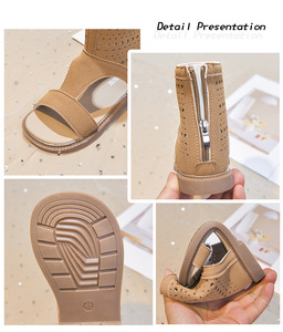 Meisjes Romeinse sandalen 2026 zomer nieuwe mode open teen zachte zool antislip holle kindersandalen hoge schacht klittenbandsluiting ademend - Product Image 5